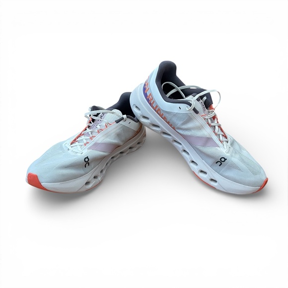 On Men\'s Cloudsurfer Next Running Shoes in White/Flame main image 7